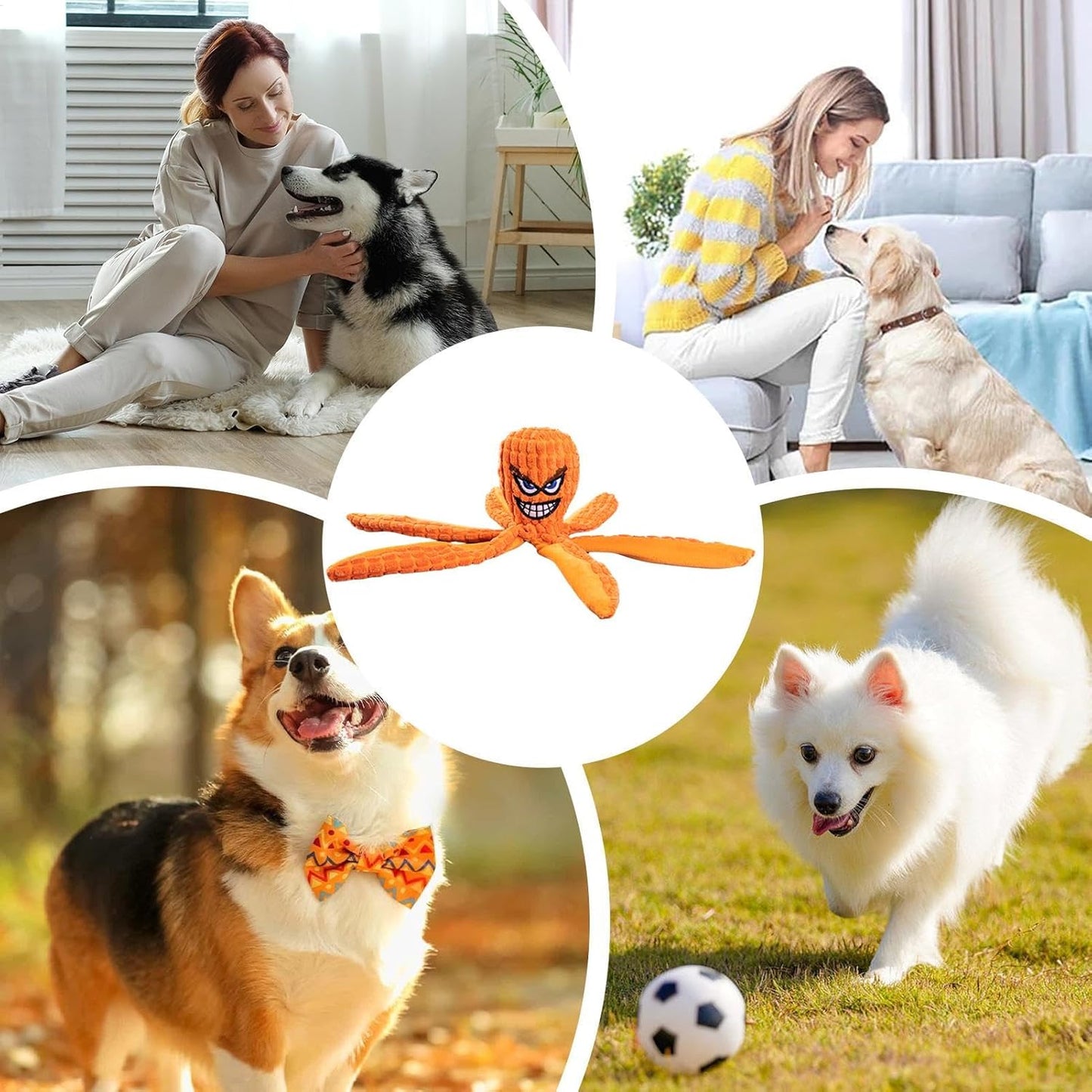 Dog Toys, Squeaky Dog Toys, Octopus Puppy Teething Squeaky Crib Toys - Bite Resistant Pet Products for Small Medium Breeds and